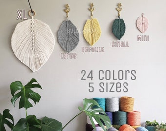 Macrame Wall Hanging, Handmade Wall Decor, Cupboard Hanging, Large Wall Decoration, Unique Feather Leaf Gift, Handmade Gift Idea