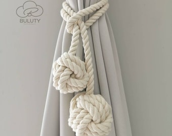 Set di 2, fermatende in macramè, Marine, Nautica, fermatende, moderno trattamento per finestre, decorazione in 100% cotone, regalo per la nuova casa