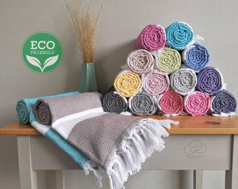 COTTON TURKISH TOWEL | Beach, Hammam, Bath Quick Dry Towel | Eco-Friendly Cotton Towel | Unique Home Bathroom Decor | Peshtemal Towels