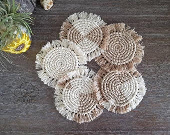 4EVERHOPE 2 posavasos de macramé, hechos a mano
