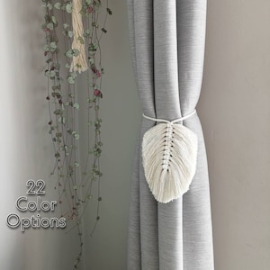 CURTAIN TIEBACK LEAF , Minimalist Macrame Curtain Holder- Holdback, Wraparound, Modern Window Treatment, Cotton Curtain Decor