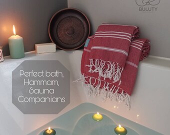 TURKISH TOWEL SET Peshtemal Gift Set Luxury Bath and Spa Gift Set, Handmade Olive Oil Soap, Copper Bowl, Gift for Men Women Christmas Gift