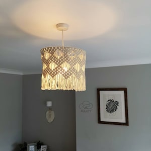 Macrame Chandelier Modern Macrame Lamp Shade Macrame Lighting Boho Lampshade Modern Macrame Chandelier Handmade Lamp Shade Fringe Lamp