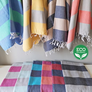 COTTON TURKISH TOWEL, Sustainable Gift Beach Bath Peshtemal Hamam Spa Peshtemal Fouta, 100% Cotton Valentine&#39;s Day Gift