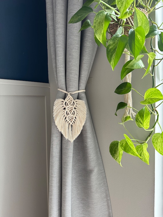 Embrasses Rideaux Main 4 Embrasses De Rideaux Main - Motif Floral Bohème - Élastiques Beige - Décoration Maison Bureau Cordons Rideaux Tissage Main
