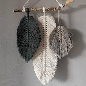 Macrame Wall Hanging, Handmade Wall Decor, Driftwood Wall Hanging, Large Wall Decoration, Unique Feather Leaf, Unique Gift Idea Home Gift
