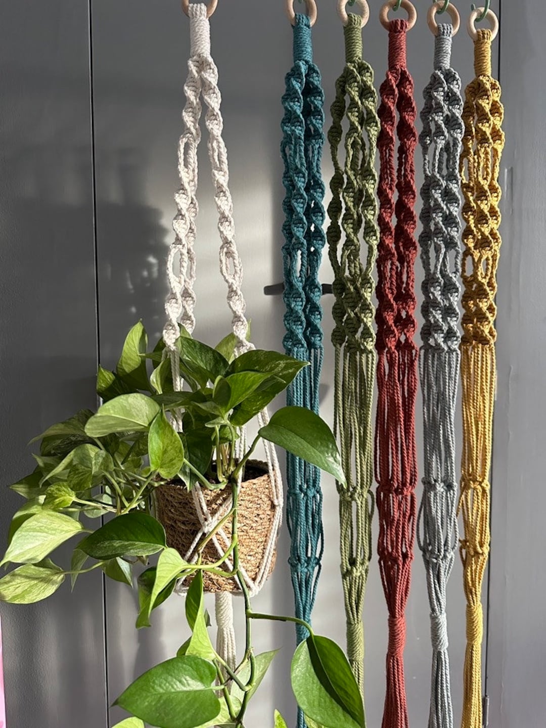 MACRAME PLANT HANGER, Modern and Minimalist Hanging Planter, Indoor Planter with Color Options, Eco Friendly Gift, Cotton