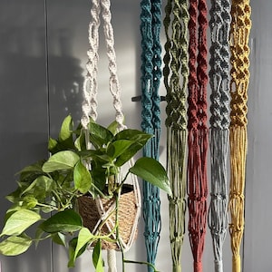 MACRAME PLANT HANGER, fioriera sospesa moderna e minimalista, fioriera per interni con opzioni di colore, regalo ecologico, cotone immagine 1