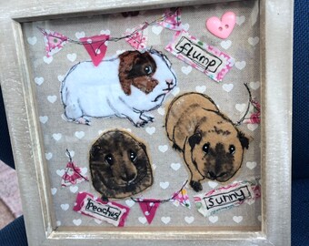 Guinea pig framed picture. Personalised rabbit picture. Pet lovers gift. Guinea pig gifts.