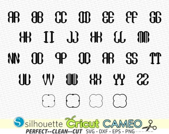 Clover Monogram Letters, Clover Alphabet Font, Clover Font Svg, Initials, Cutting File Download Svg, For Silhouette Cameo Or Cricut