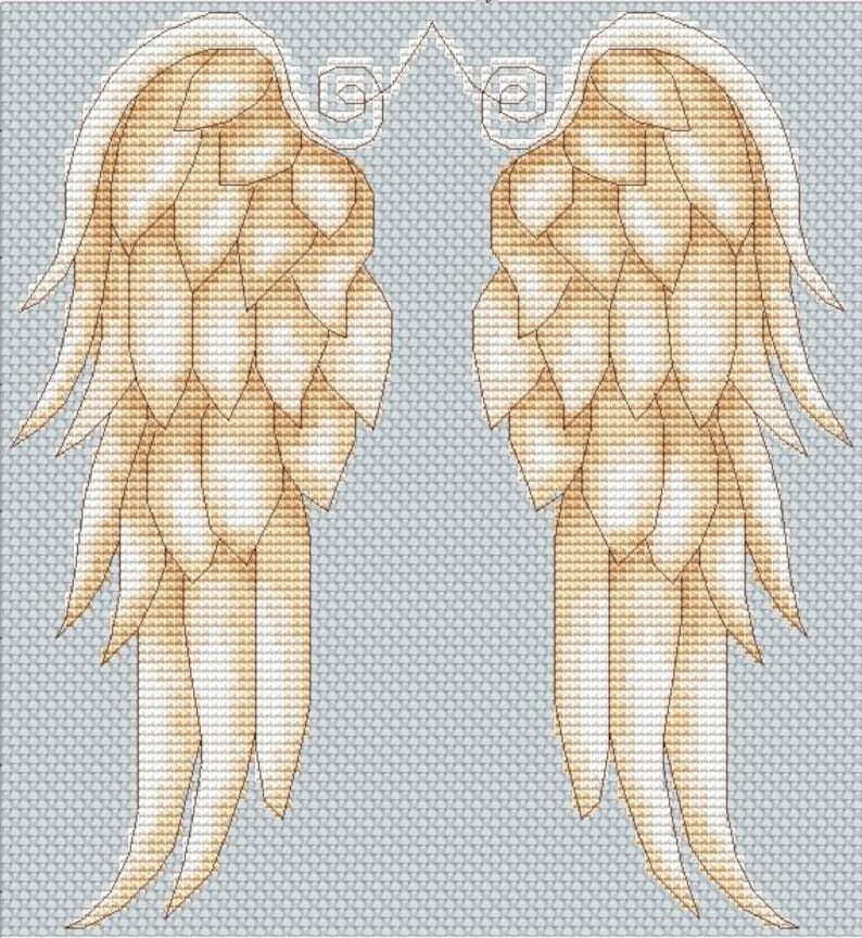 Modern cross stitch Nursery wall decor Instant download easy beginner Digital Format - PDF Angel Wings Cross Stitch Pattern Embroidery