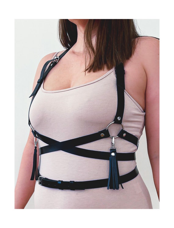 Plus Size O-Ring Harness Synthetic Leather Bra Strap Restrain Belts Cuffs