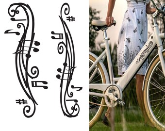 fun decorative stickers for bicycle, music note bike decals.