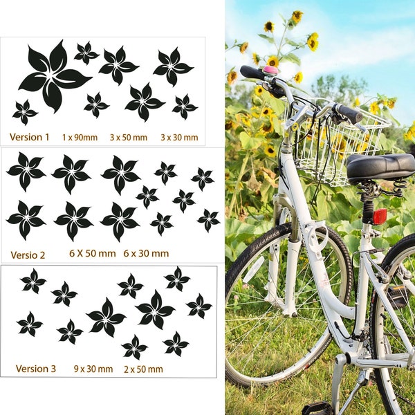 Stickers décoratifs amusants pour vélo, stickers fleurs pour vélo.