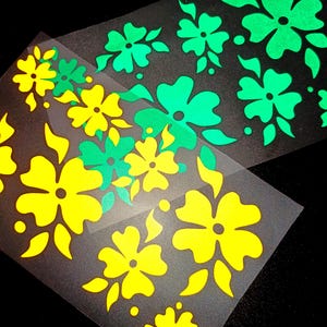 Reflective Floral Decals: Helmet, Bicycle, Scooter Stickers (Set of 8, 1-3 inch