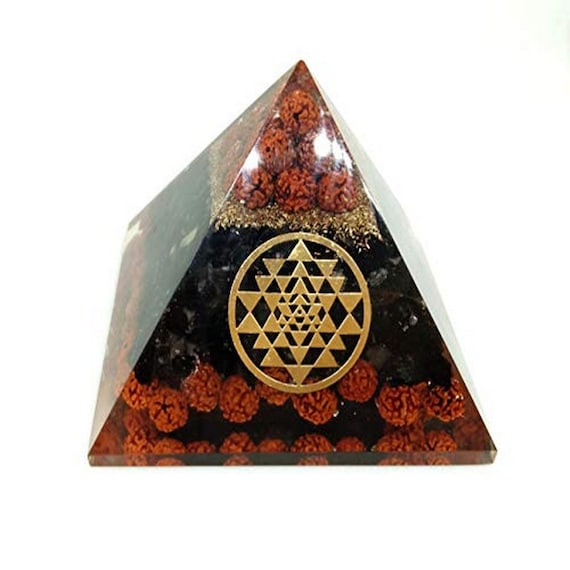 Jet Tourmaline Rudraksh Shree Yantra Orgone Pyramid Approx | Etsy
