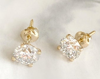 Gorgeous 2.5 Carat D/VS1 Lab Grown Diamond Stud Earrings - 14k Solid Gold, Gift for Her
