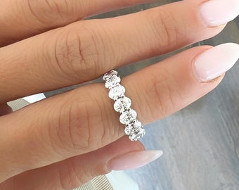 Lab Oval Eternity Band, 4.50 Carat Lab Oval Full Eternity Band, Oval Full Eternity Lab Diamond Band, 17 stone E/VS1 Oval Wedding Band