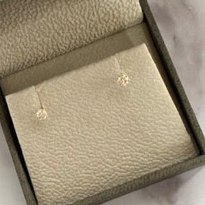 0.26 Ct Diamond Studs, Natural Diamond Earrings in 14k Solid Gold image 1