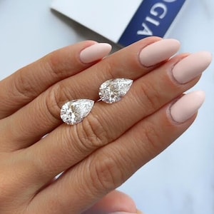 2 Pear Shape Cut Lab Created Diamonds, Pair of Pear Shape Diamonds 5 carat Each, GIA+IGI DVS1/EVS1, Custom Made Jewelry, Create Your Jewelry