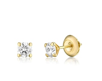 0.6 Ct Solitaire Diamond Stud Earrings, Classic Diamond Earring Studs, 14K White Gold Natural Diamond Post Earrings, IGL Certified Diamonds
