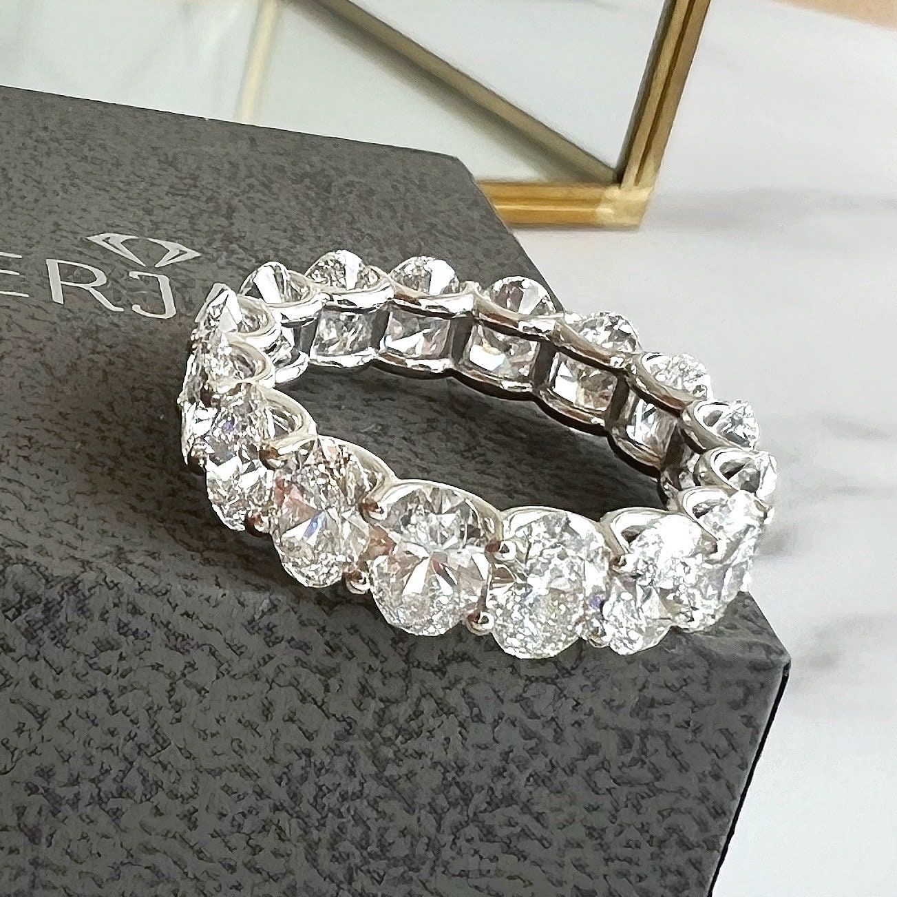 Stunning 8 Carat Lab Diamond Oval Cut Full Eternity Band Lab