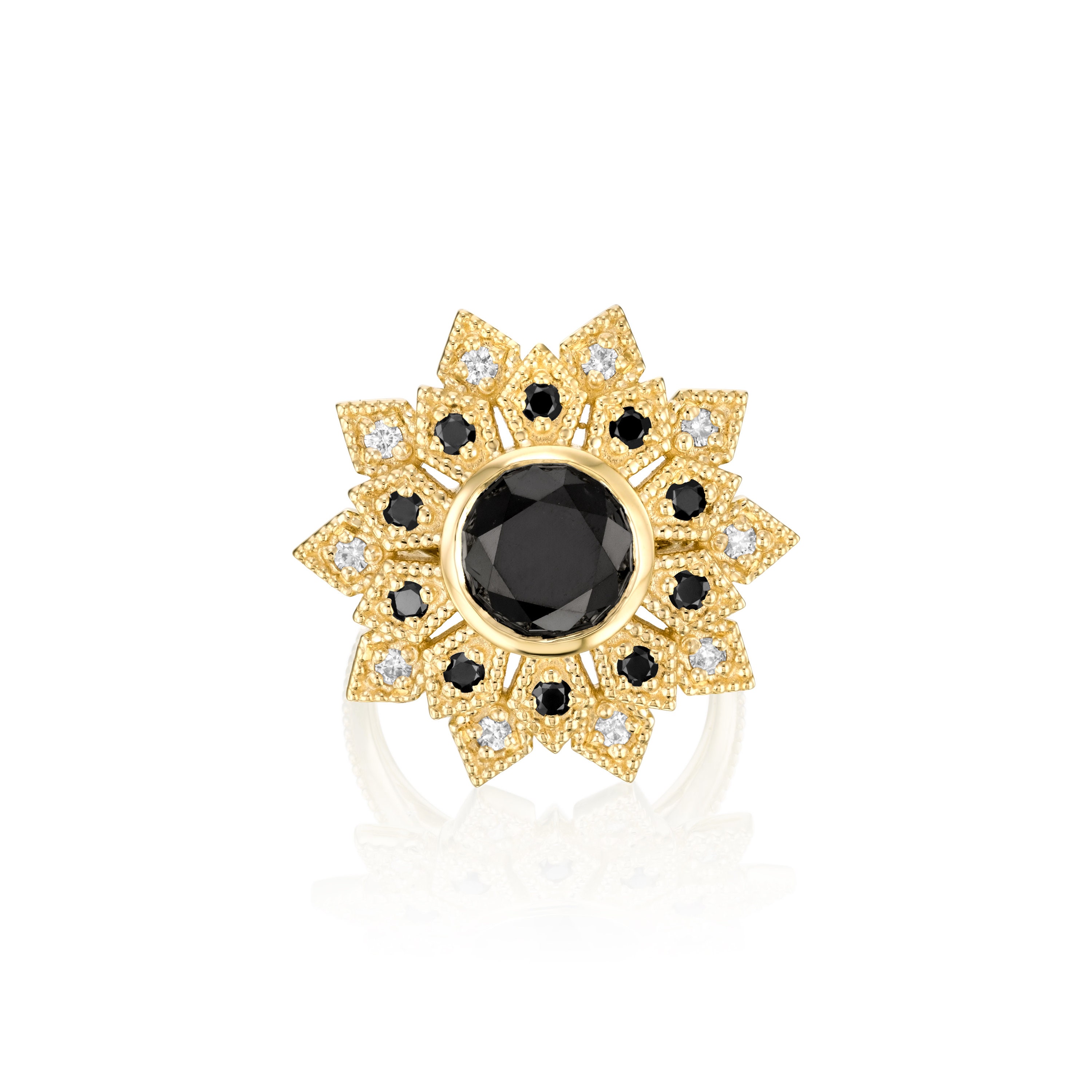 Anello Girasole con diamanti fancy - isambrosiana