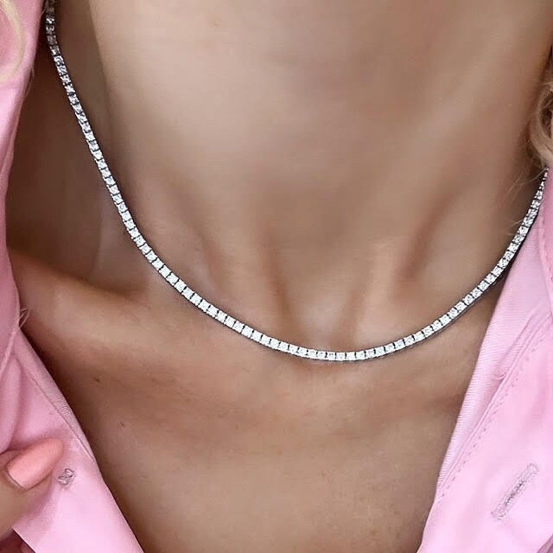 6 Carat Lab Diamond Tennis Necklace, Diamonds Tennis, High Quality