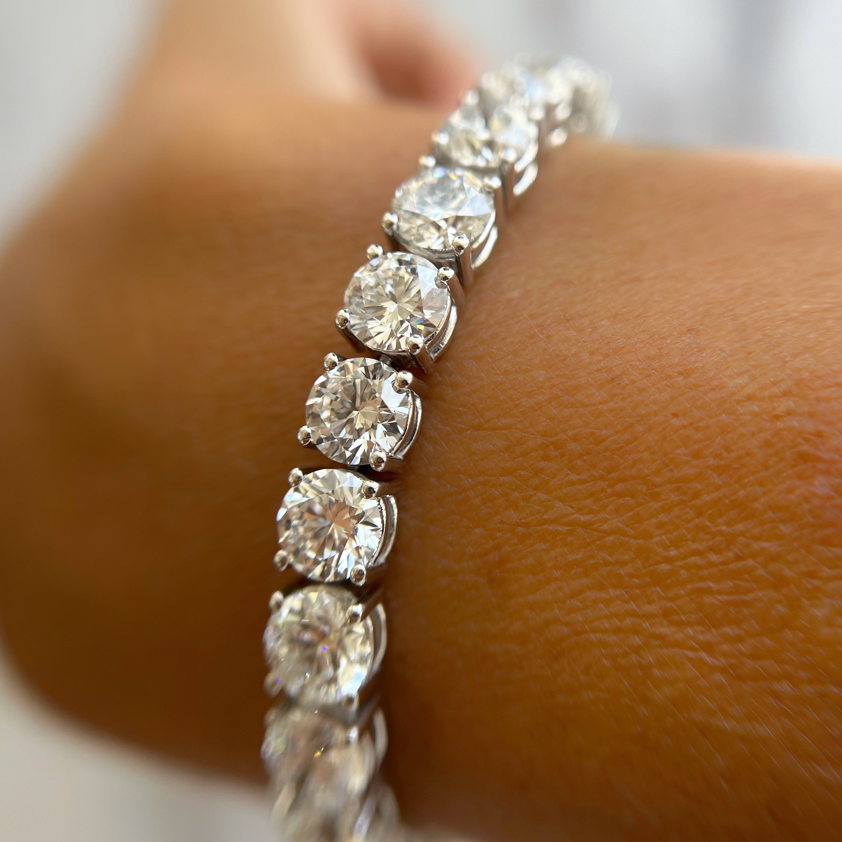 Large Diamond Tennis D Flawless Diamond Bracelet set in 18K Gold – Kat  Florence