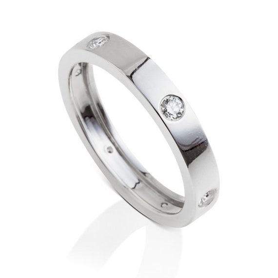 0.42カラットのダイヤモンド結婚指輪、14Kホワイトゴールドのユニ 