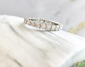 Klassisches Full Eternity-Diamantband, 2,00 ct hochwertiger Verlobungsring mit natürlichen Diamanten, Diamant-Ewigkeits-Stapelring aus 14-karätigem Massivgold