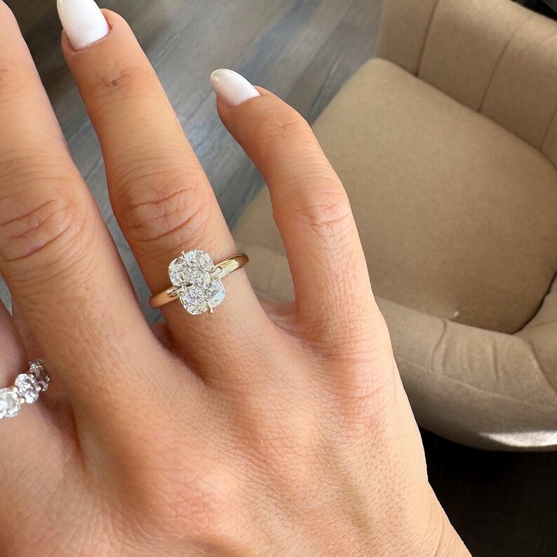 Big 2.9 Carat Lab Diamond Engagement Ring, Solitaire Cushion Cut Lab ...