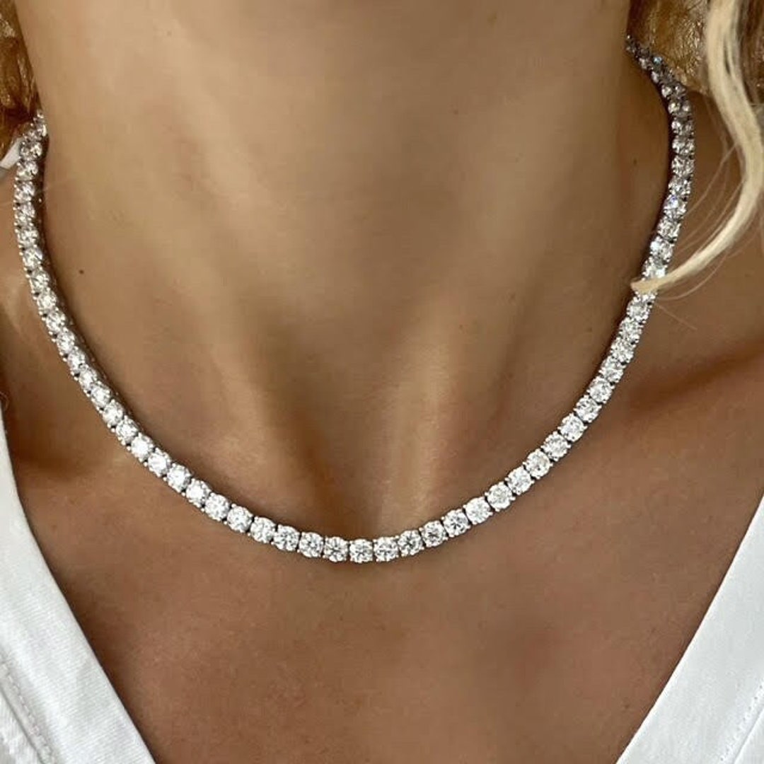 10.8ct Graduated Diamond Tennis Necklace – Temelli Jewellery