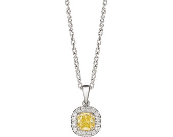 Natürliche Gelbe Diamant-Halskette in 585 Weißgold, Fancy Farbe Diamant-Anhänger-Halskette, Weihnachtsjubiläum Geburtstags-Hochzeitsgeschenk