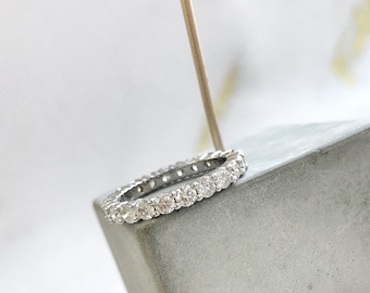 Klassisches Full-Eternity-Diamantband, Ewigkeitsring mit hochwertigen natürlichen Diamanten von 2,00 Karat, Diamant-Ewigkeits-Stapelring, 14 Karat Weißgold