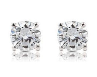 Echte gecertificeerde diamanten oorknopjes van 1,4 ct voor dames, geweldige solitaire diamanten palen, ronde geslepen diamanten in 14K gouden griffenzetting