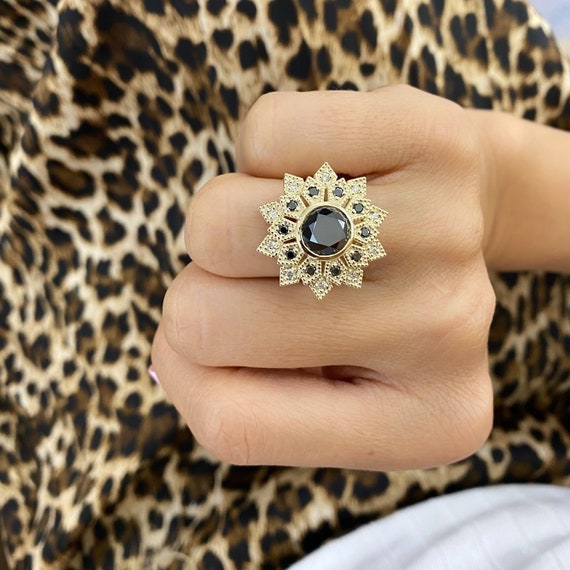 Black diamond sunflower ring deals