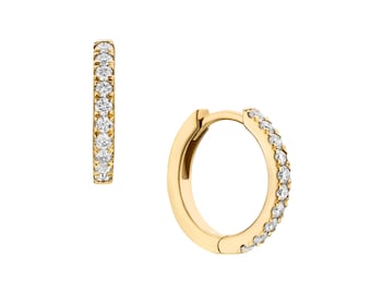 Small Hoop Diamond Earrings, Delicate and Classic Diamond Earrings, 0.30 Carat Earrings, 14k Gold Yellow/ White/Rose Diamonds Hoop Earrings