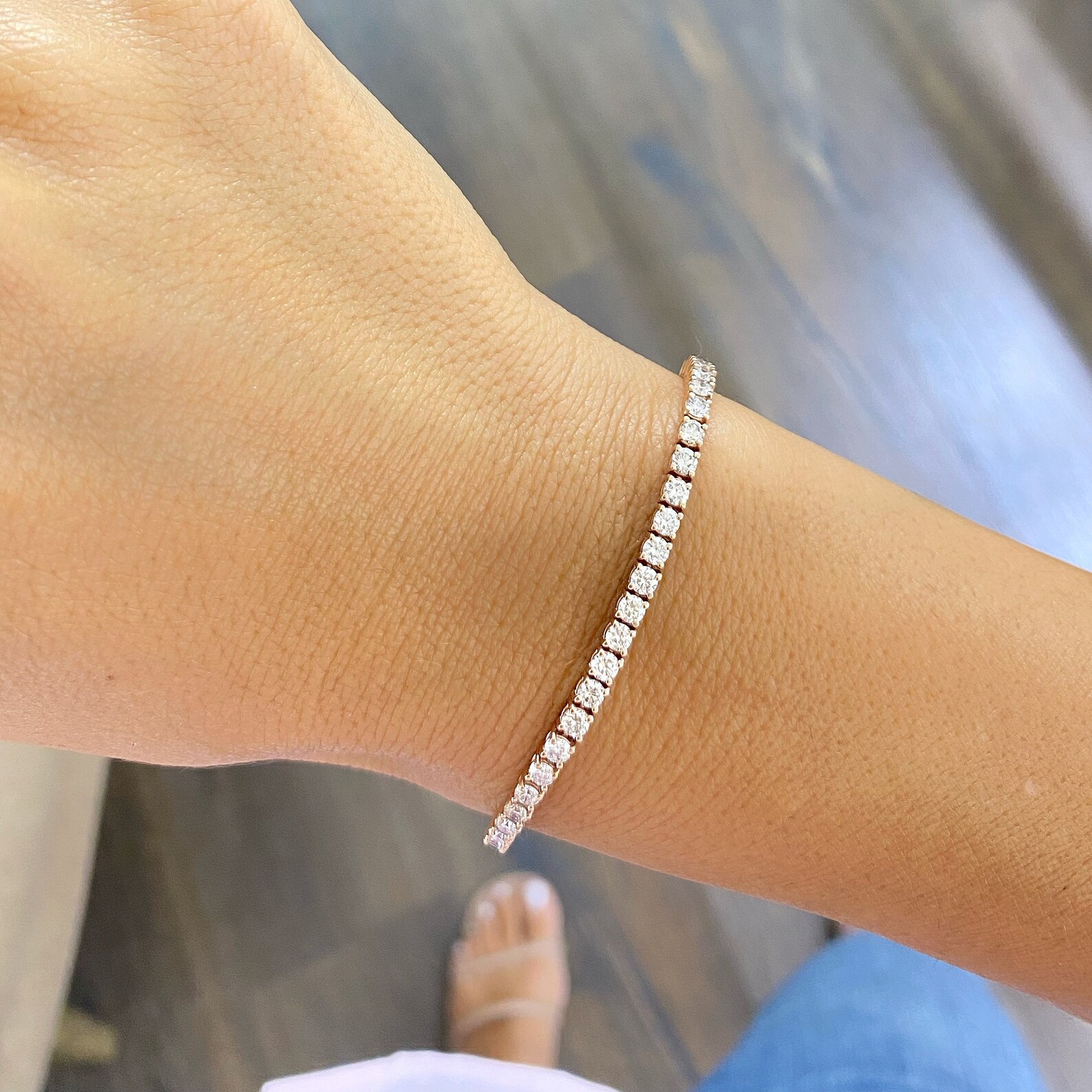 Diamond Tennis Bracelet Rose Gold 5 Carat Diamonds 14K Solid Etsy New