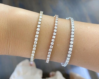 ダイヤモンド テニス ブレスレット ホワイト ゴールド、14K ホワイト