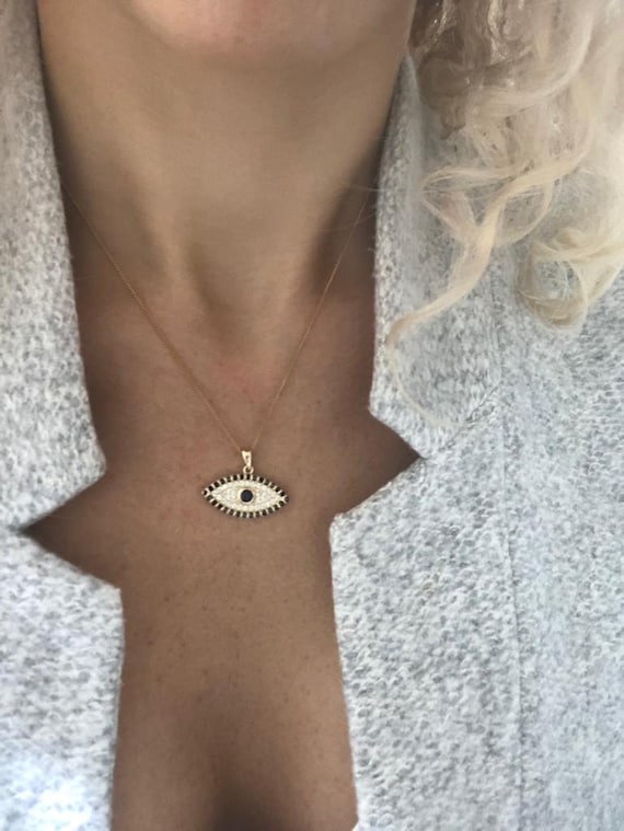 Black diamond 2024 evil eye necklace