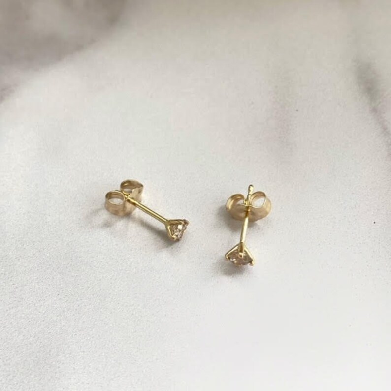 0.26 Ct Diamond Studs, Natural Diamond Earrings in 14k Solid Gold image 5