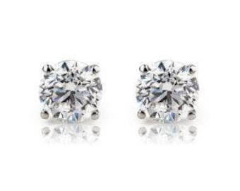 2 Carat Total F SI1 Natural Diamond Studs, Solid Gold Diamond Earrings with Diamonds, Lab Certified Genuine Diamonds