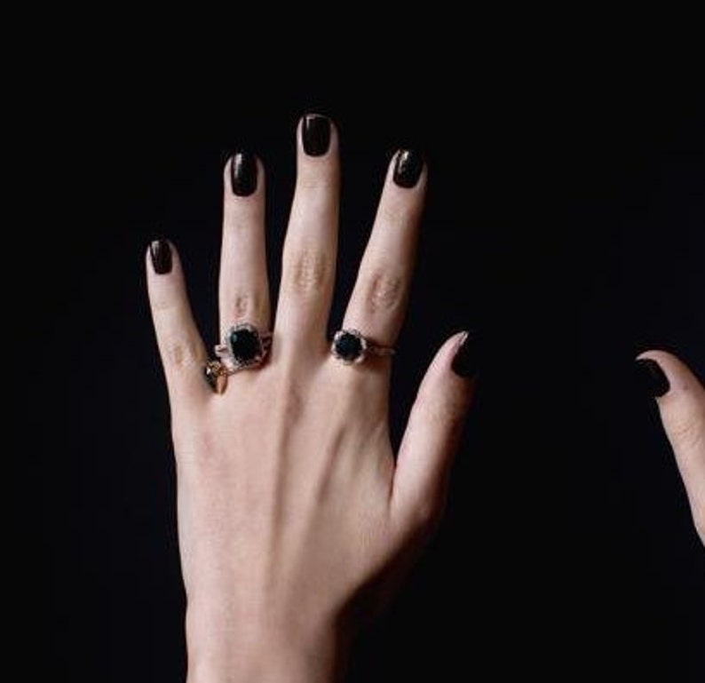 2.70 carat Black Diamond Rose Shaped Engagement Ring, 14K Rose Gold Black Diamond Wedding Ring image 8