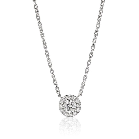 Round Diamond Double Halo Pendant at Diamond and Gold Ware