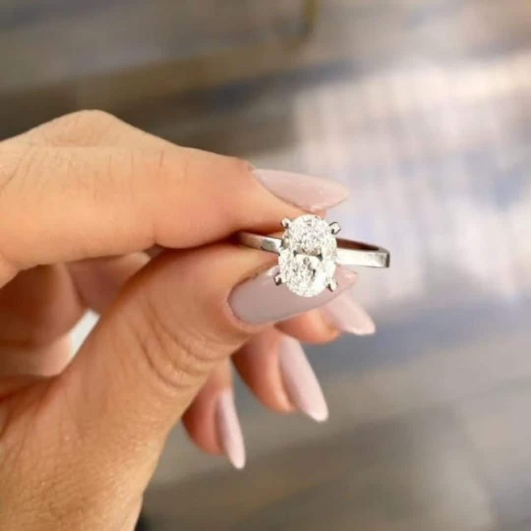 Buy Elegant Carat D/VS1 IGI Certified Oval Cut Lab Diamond Engagement  Ring, Prong Setting Solitaire Carat Oval Diamond Ring, 14K White Gold  Online
