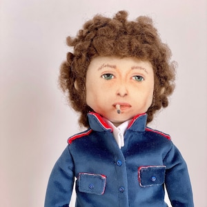 Figure Bob Dylan Icon Cloth Doll, Bob Dylan Doll with Cigarette, American Folk Art Dolls
