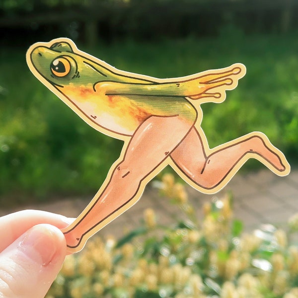 Frog with Legs Sticker – Vinyl Sticker – Stationery – Waterproof – Weird – Frog Sticker – Laptop Sticker – aoyuna