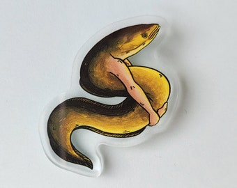 Eel with Arms – Acrylic Pin – Pin Badge – Weird – Underwater – aoyuna