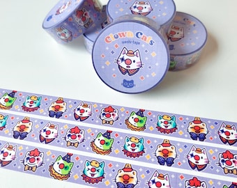 Silly Clown Cats – WashiTape – Stationary – Removable – Rainbow – Kawaii – Tapes – aoyuna